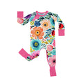 Secret Garden Crescent Zippered Romper , Secret Garden Crescent Zippered Romper - Newborn