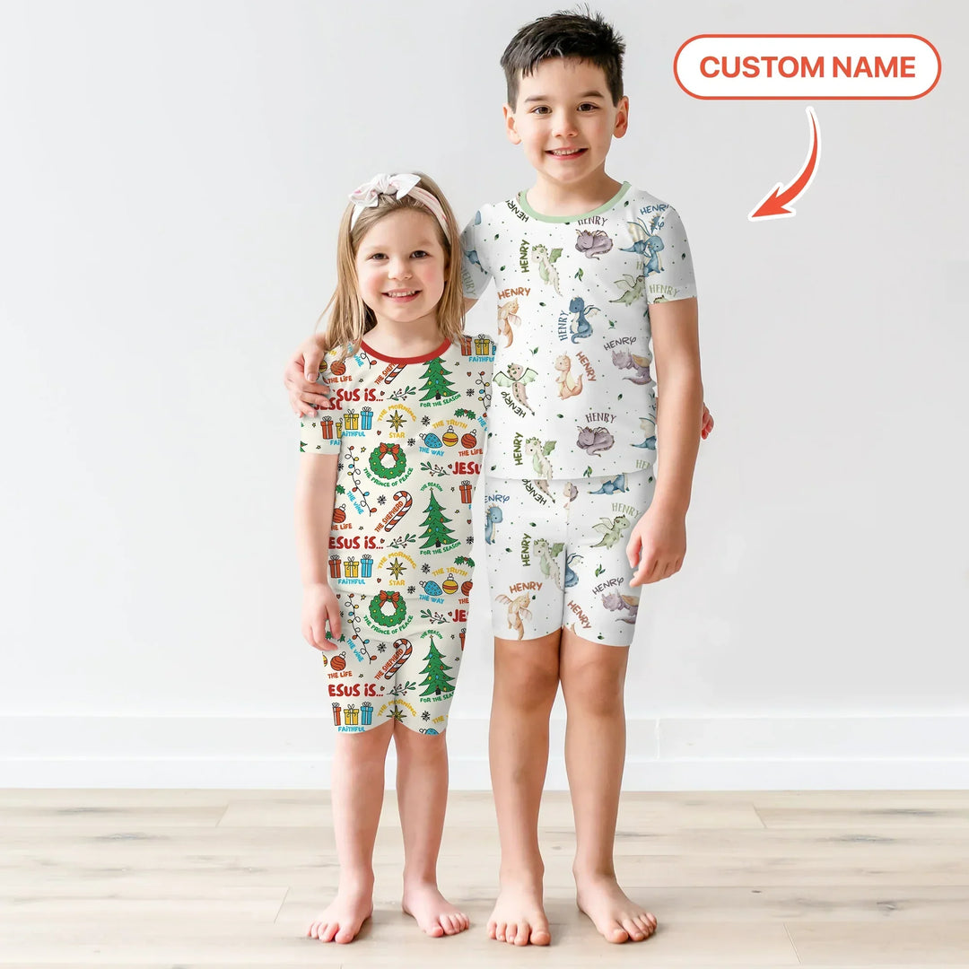 Zweiteiliges Pyjama-Set mit kurzen Ärmeln und Shorts im Sommer-Design