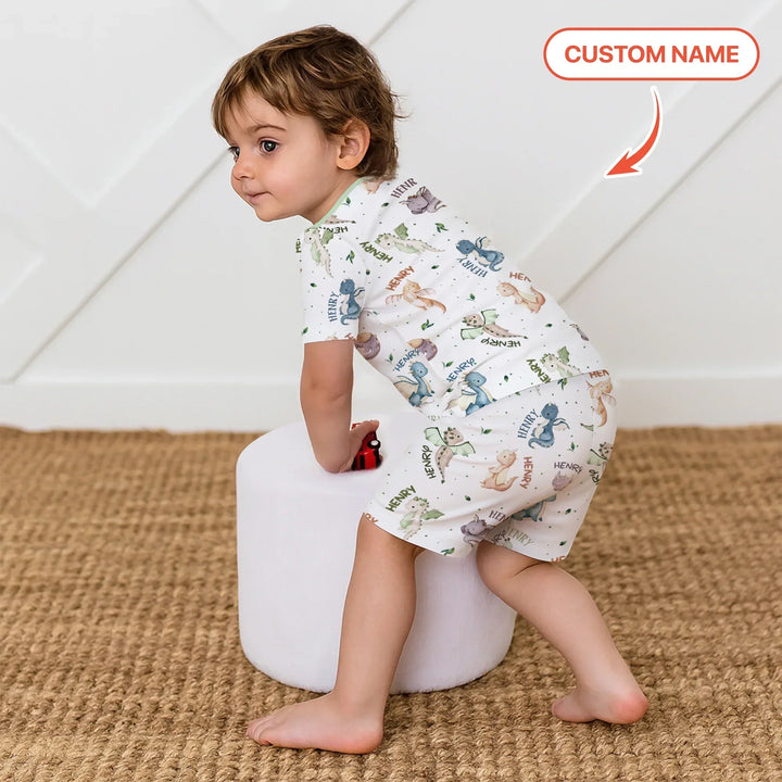 Zweiteiliges Pyjama-Set mit kurzen Ärmeln und Shorts im Sommer-Design
