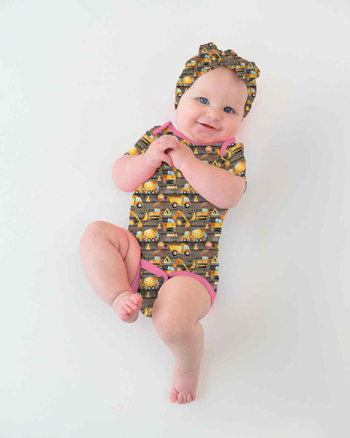 Construction Vehicles Bamboo Bodysuit