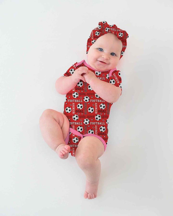 Red Soccer Ball Bamboo Bodysuit