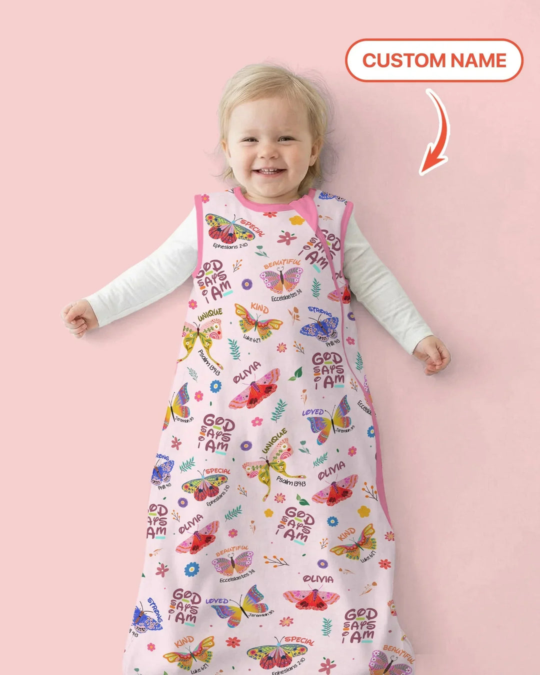 Benutzerdefinierter Name Gott sagt ich bin Schmetterling Bambus Schlafsack