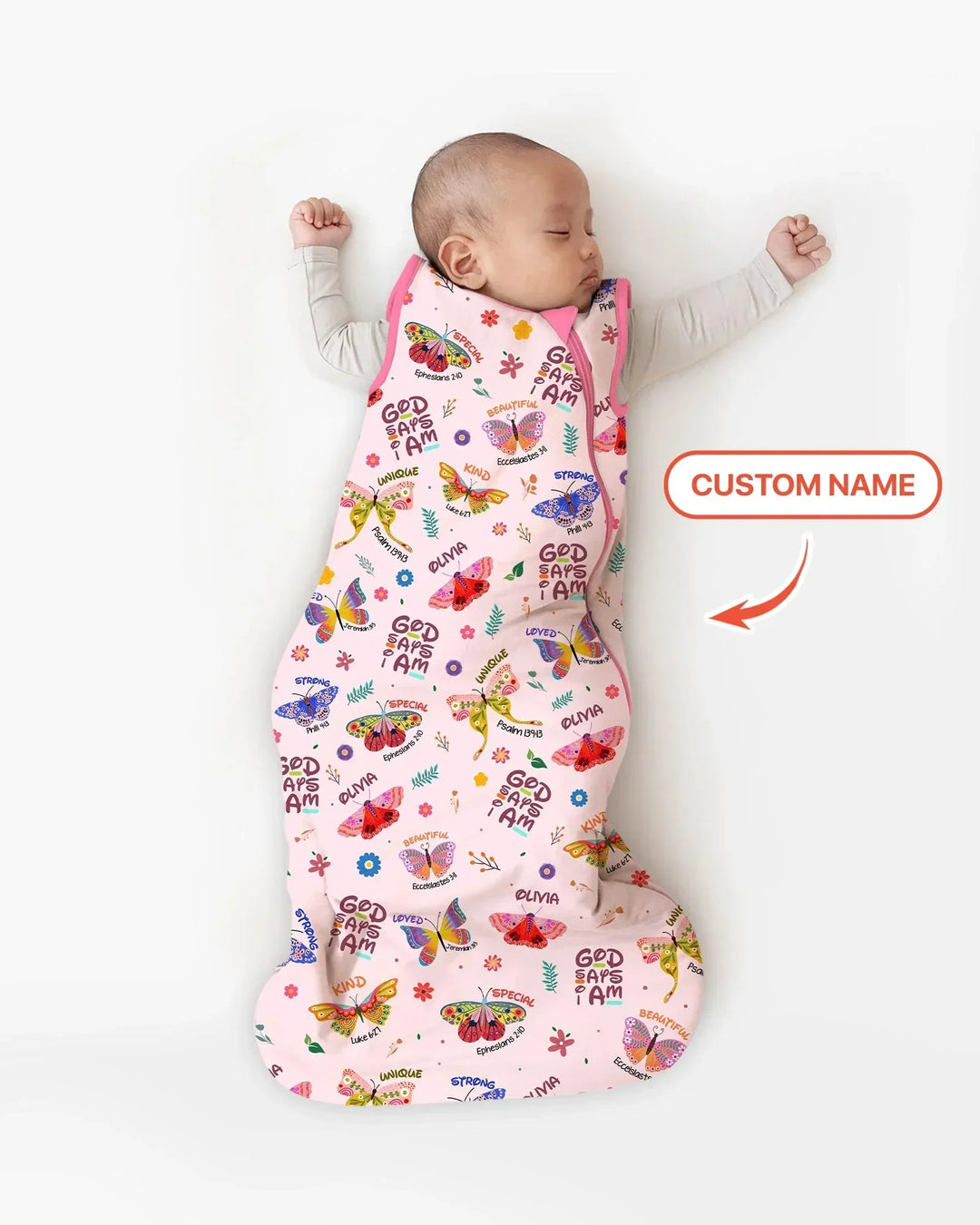 Benutzerdefinierter Name Gott sagt ich bin Schmetterling Bambus Schlafsack