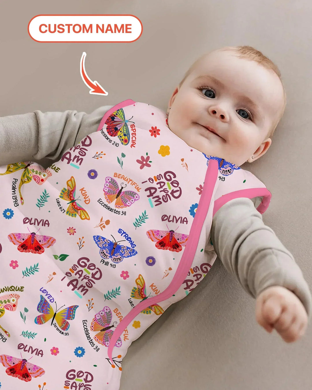 Benutzerdefinierter Name Gott sagt ich bin Schmetterling Bambus Schlafsack