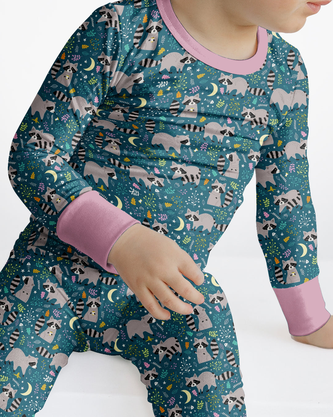 Midnight Raccoons Bamboo Two Piece Long Sleeve Pajama Set
