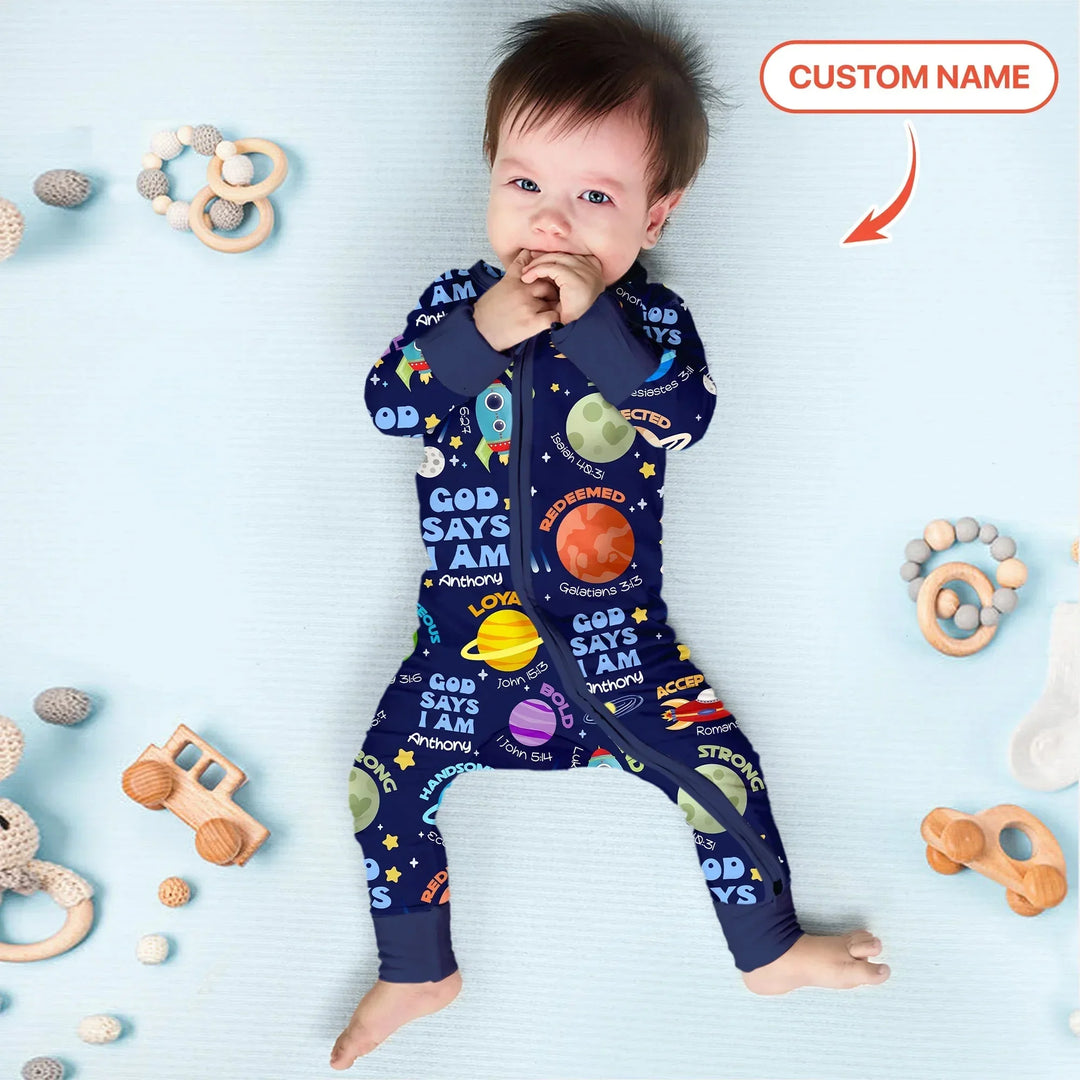 Space God Says I Am Custom Name Convertible Zippy , Space God Says I Am Custom Name Convertible Zippy - 0-3M