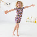 Spooky Frames Two Piece Short Sleeve Shorts Pajama Set For Halloween , Spooky Frames Two Piece Short Sleeve Shorts Pajama Set For Halloween - 12-18M