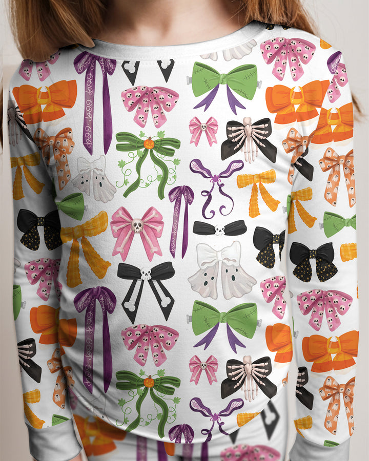 Halloween Coquette Bows Bamboo Two Piece Long Sleeve Pajama Set