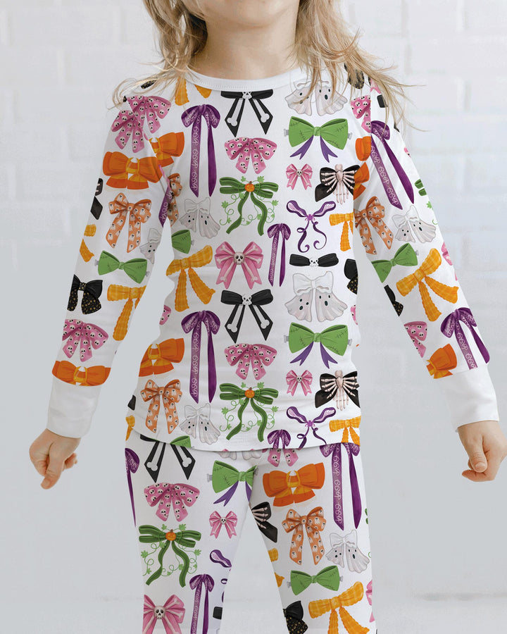Halloween Coquette Bows Bamboo Two Piece Long Sleeve Pajama Set