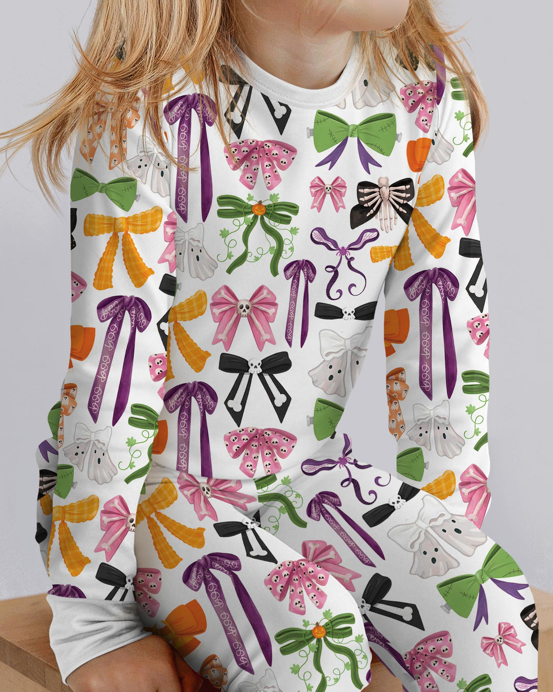Halloween Coquette Bows Bamboo Two Piece Long Sleeve Pajama Set