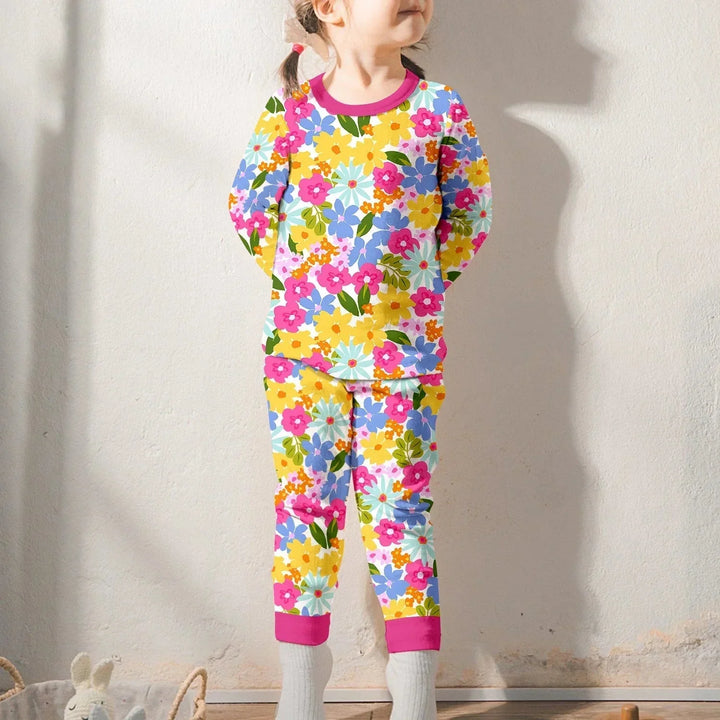 Summer Flowers Two Piece Long Sleeve Pajama Set , Summer Flowers Two Piece Long Sleeve Pajama Set - 12-18M