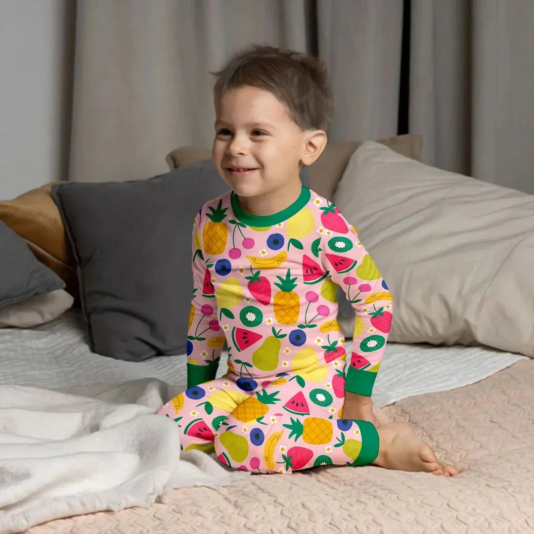 Summer Fruits Two Piece Long Sleeve Pajama Set , Summer Fruits Two Piece Long Sleeve Pajama Set - 12-18M