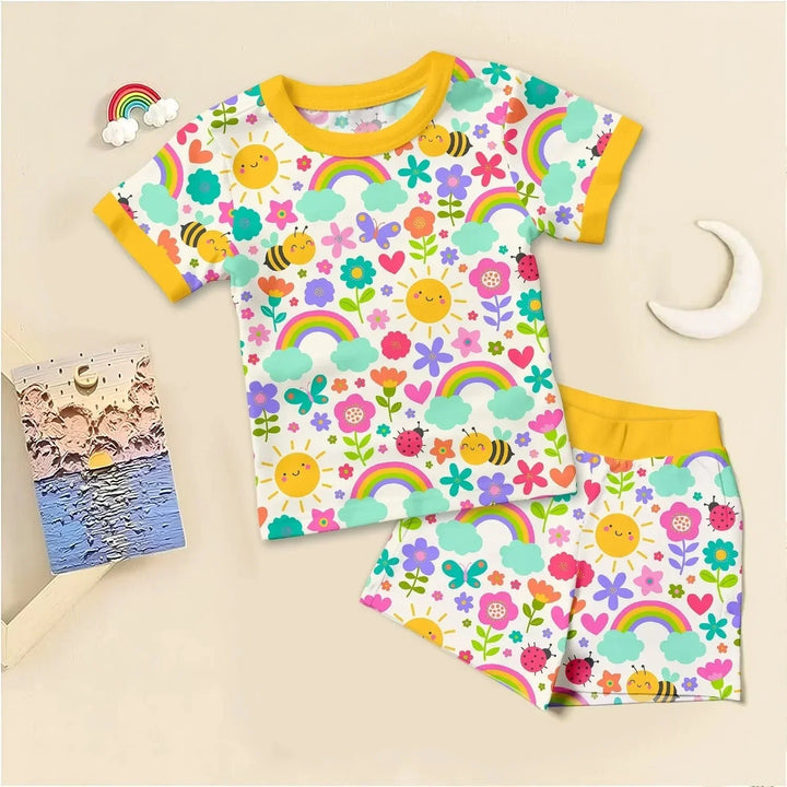 Summer Sunshine Two Piece Short Sleeve Shorts Pajama Set , Summer Sunshine Two Piece Short Sleeve Shorts Pajama Set - 12-18M