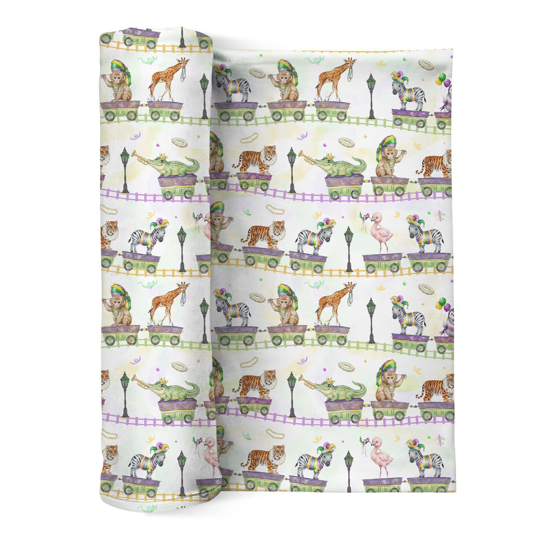 Mardi Gras Jungle Krewe Bamboo Swaddle Blanket