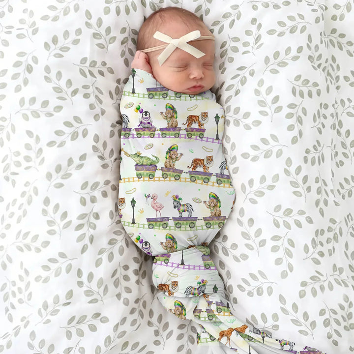 Mardi Gras Jungle Krewe Bamboo Swaddle Blanket