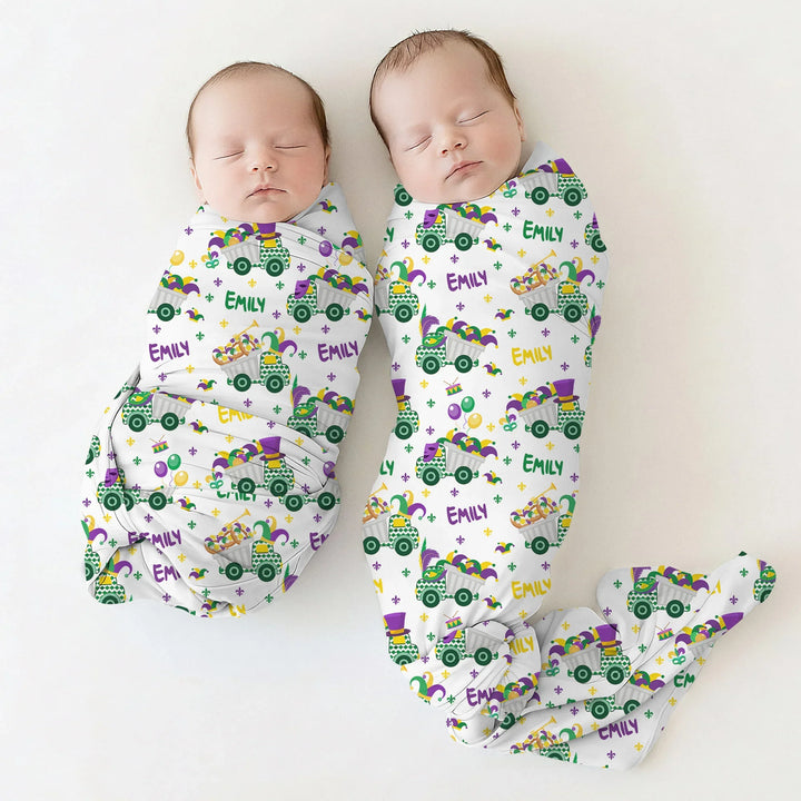 Mardi Gras Trucks Bamboo Swaddle Blanket