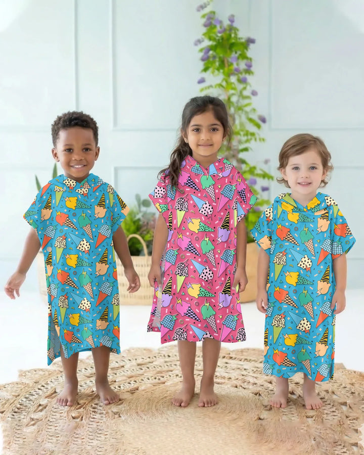 Sommer Retro Eiscreme Familie passende Bambus Schwimm-Poncho