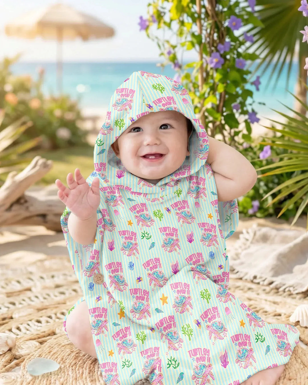 Turtley Over It Passender Bade-Poncho aus Bambus für die ganze Familie