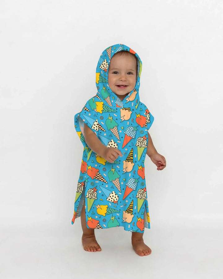 Sommer Retro Eiscreme Familie passende Bambus Schwimm-Poncho