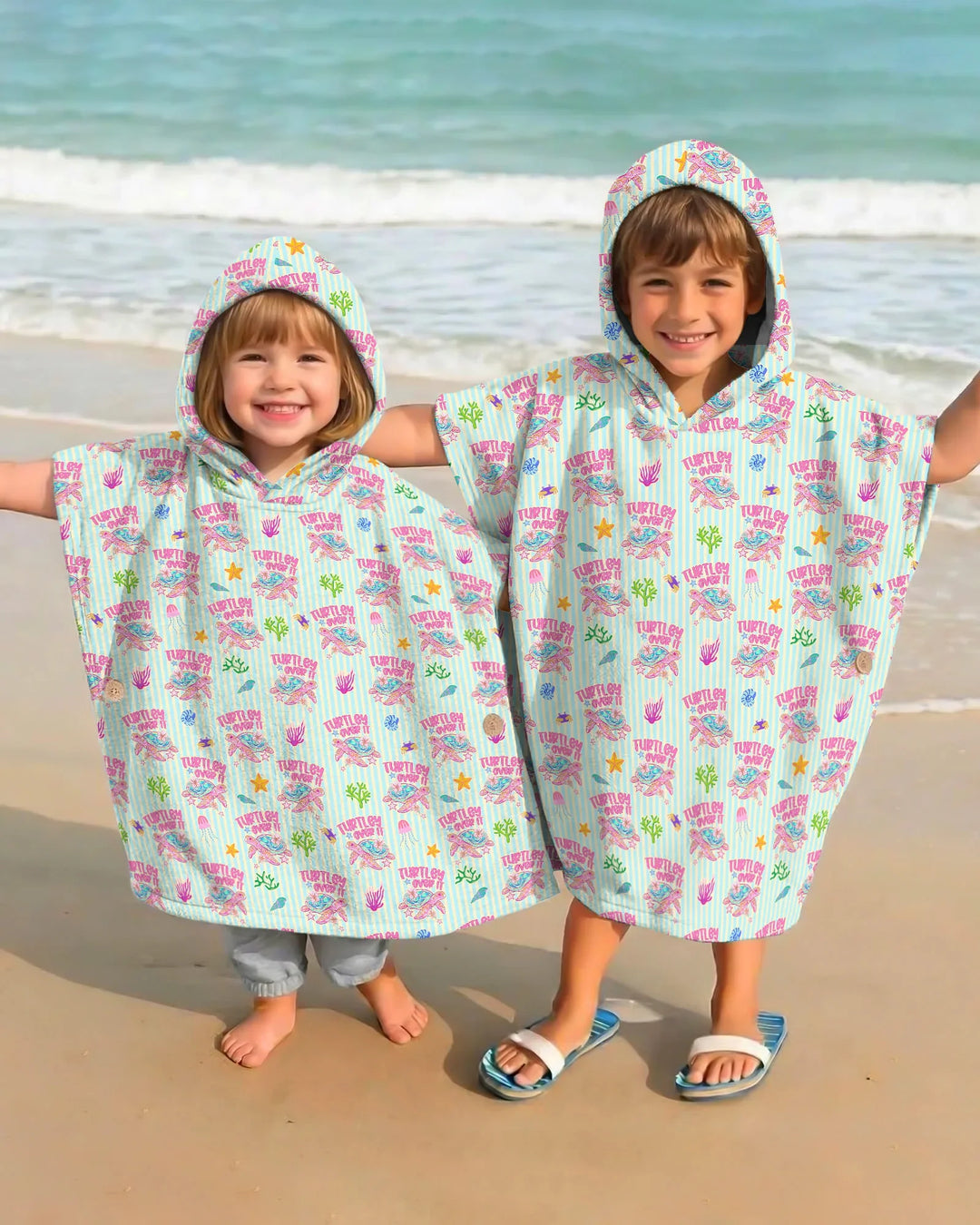 Turtley Over It Passender Bade-Poncho aus Bambus für die ganze Familie