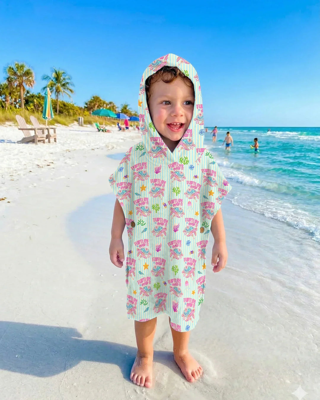 Turtley Over It Passender Bade-Poncho aus Bambus für die ganze Familie