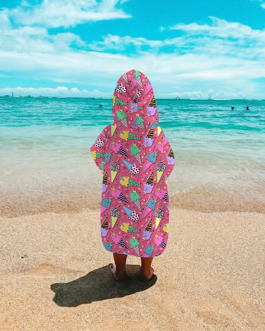 Sommer Retro Eiscreme Familie passende Bambus Schwimm-Poncho