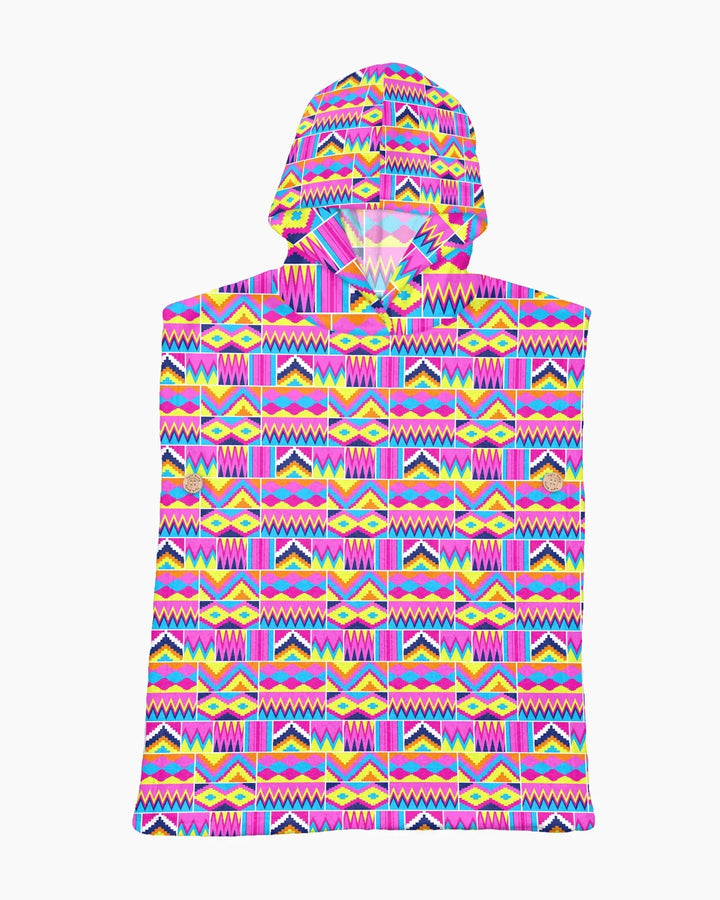 Kente Vibes Familien-Badeponcho aus Bambus