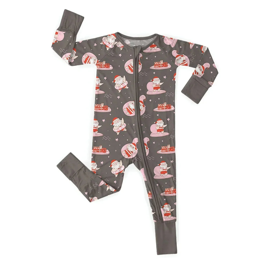 Swimming Santa Convertible Zippered Romper , Swimming Santa Convertible Zippered Romper - Newborn