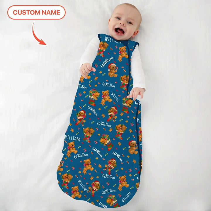 Teddy Bear Merry Christmas Custom Name Sleep Bag , Teddy Bear Merry Christmas Custom Name Sleep Bag - XS / 0.5 TOG