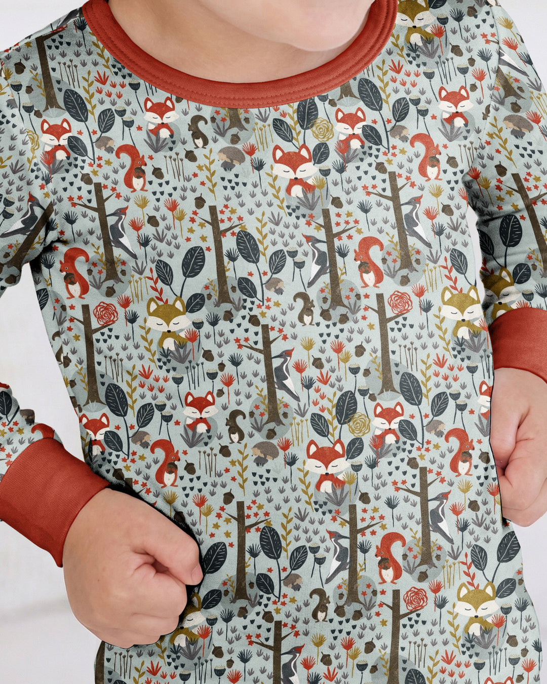 Rustic Woodland Foxes Bamboo Two Piece Long Sleeve Pajama Set