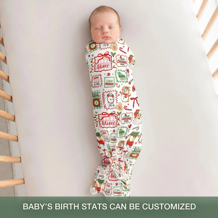 The Little Retro Dreamer First Christmas 2025 Swaddle Blanket , The Little Retro Dreamer First Christmas 2025 Swaddle Blanket - Default Title