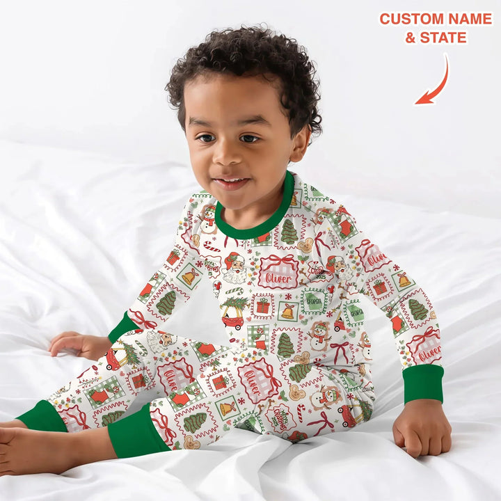The Little Retro Dreamer Merry Christmas 2025 Two Piece Long Sleeve Pajama Set , The Little Retro Dreamer Merry Christmas 2025 Two Piece Long Sleeve Pajama Set - 12-18M