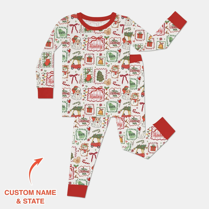 The Little Retro Dreamer Merry Christmas 2025 Two Piece Long Sleeve Pajama Set , The Little Retro Dreamer Merry Christmas 2025 Two Piece Long Sleeve Pajama Set - 12-18M