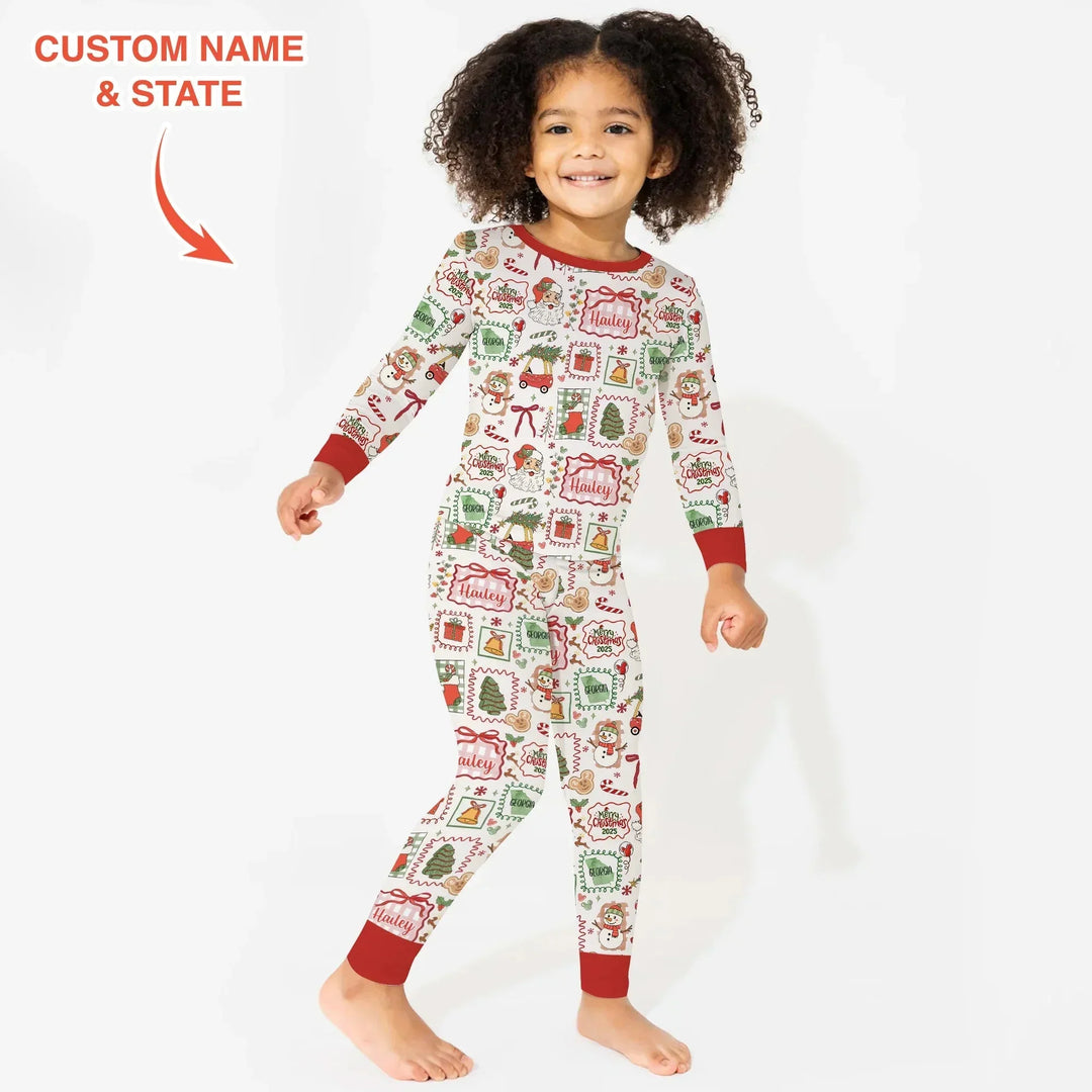 The Little Retro Dreamer Merry Christmas 2025 Two Piece Long Sleeve Pajama Set , The Little Retro Dreamer Merry Christmas 2025 Two Piece Long Sleeve Pajama Set - 12-18M