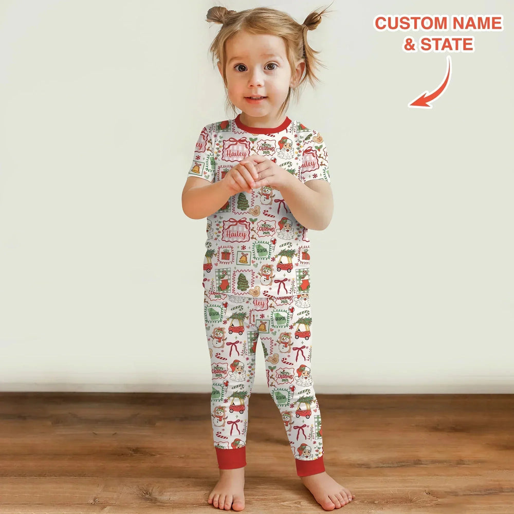 The Little Retro Dreamer Merry Christmas 2025 Two Piece Short Sleeve Shorts Pajama Set , The Little Retro Dreamer Merry Christmas 2025 Two Piece Short Sleeve Shorts Pajama Set - 12-18M