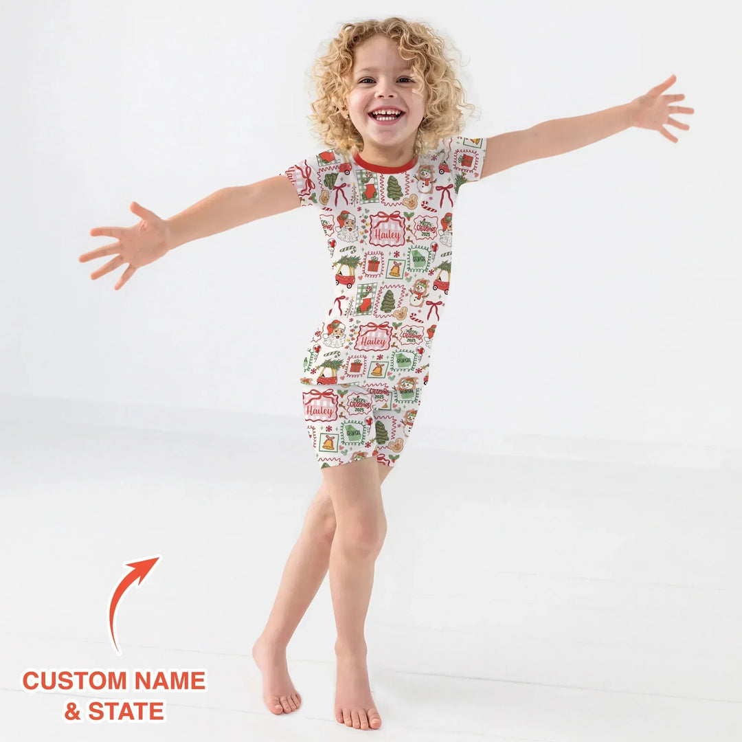 The Little Retro Dreamer Merry Christmas 2025 Two Piece Short Sleeve Shorts Pajama Set , The Little Retro Dreamer Merry Christmas 2025 Two Piece Short Sleeve Shorts Pajama Set - 12-18M