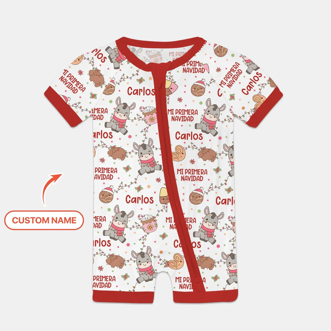 Mi Primera Navidad Custom Name Shorty Zippy , Mi Primera Navidad Custom Name Shorty Zippy - 0-3M