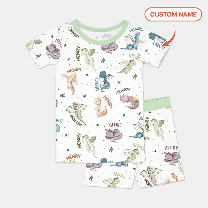 Zweiteiliges Pyjama-Set mit kurzen Ärmeln und Shorts im Sommer-Design