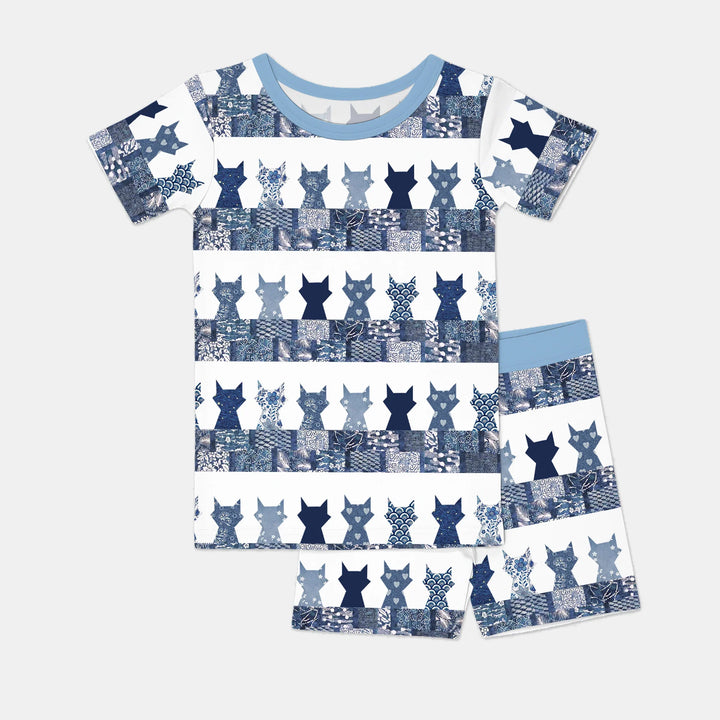 Template Zweiteiliges Pyjama-Set mit kurzen Ärmeln und Shorts