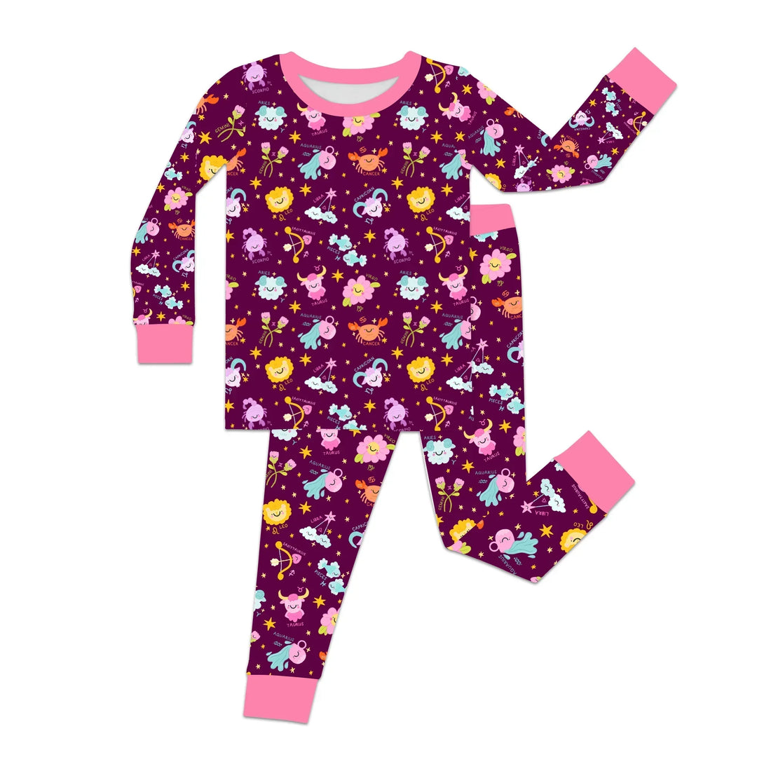 Zweiteiliges Langarm-Pyjama-Set mit Sommerfrüchten