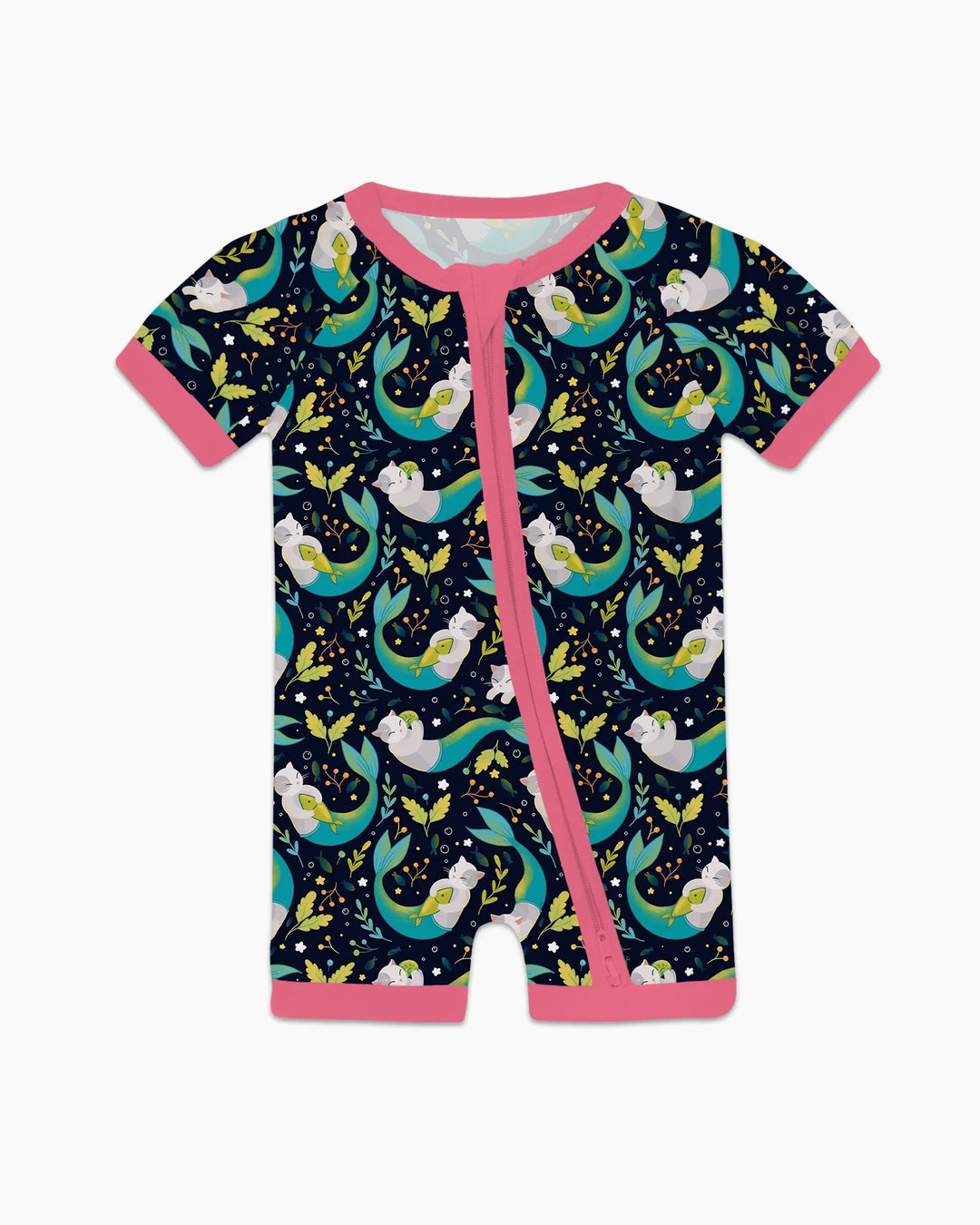 Midnight Mermaid Cats Bamboo Shorty Zippy