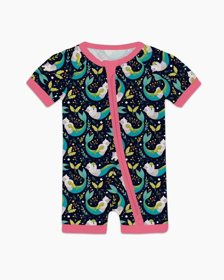 Midnight Mermaid Cats Bamboo Shorty Zippy