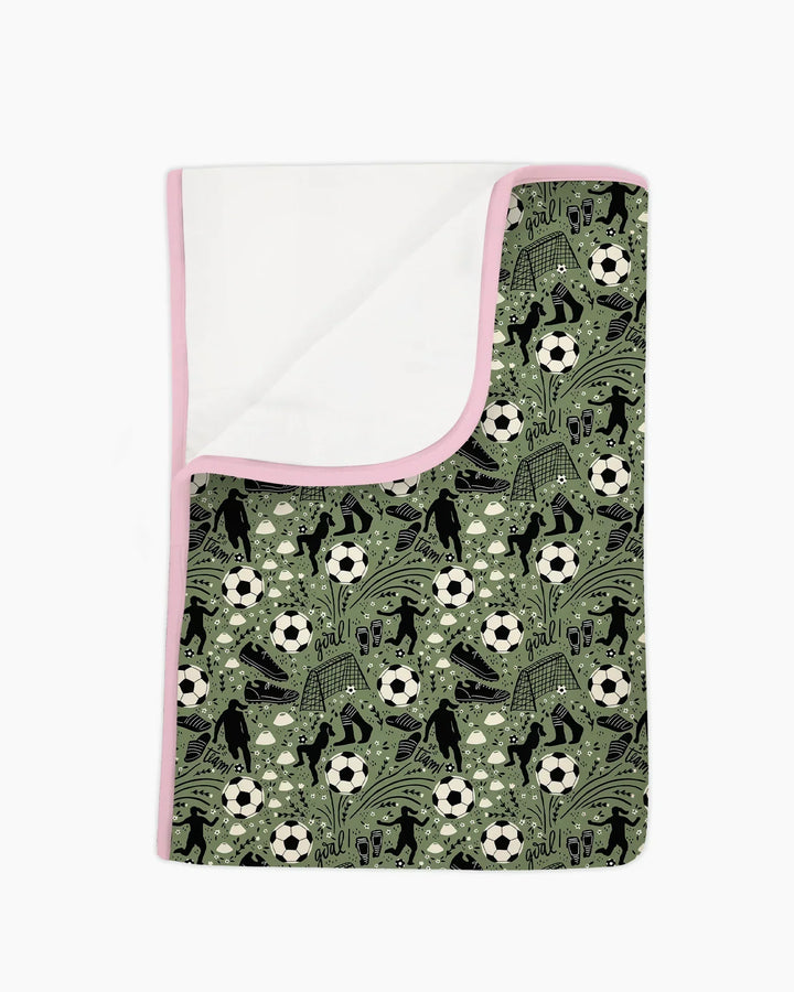 Sage Green Soccer Dreams Bamboo Blanket