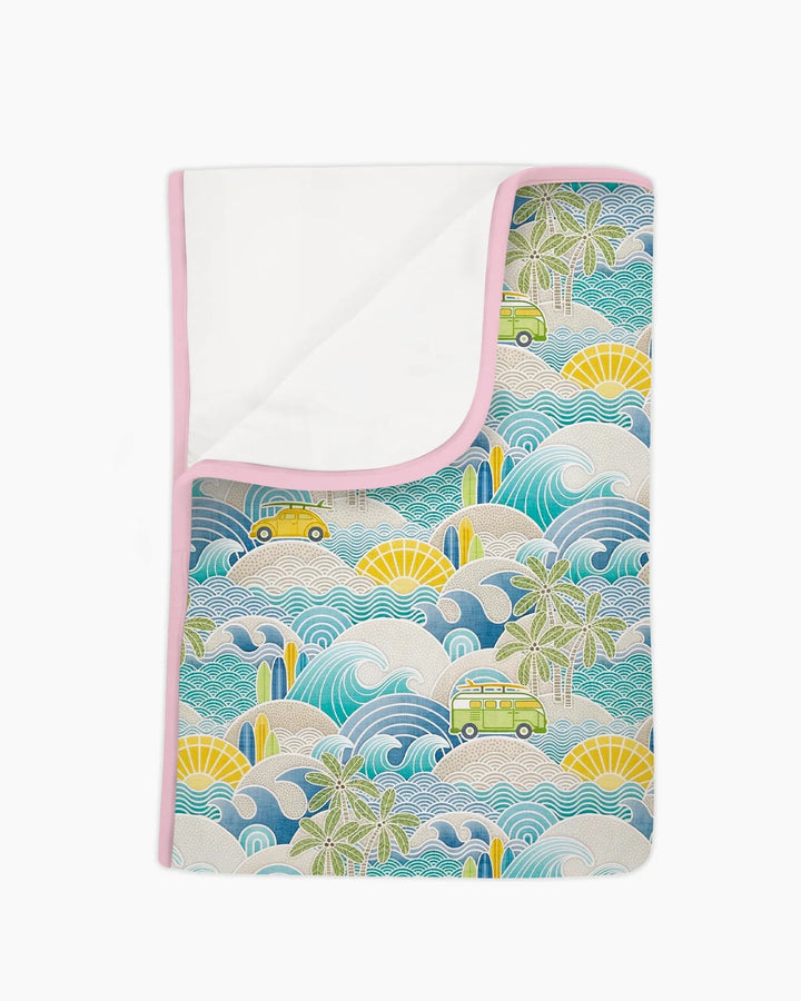 Coastal Road Trip Waves Surf Bamboo Blanket