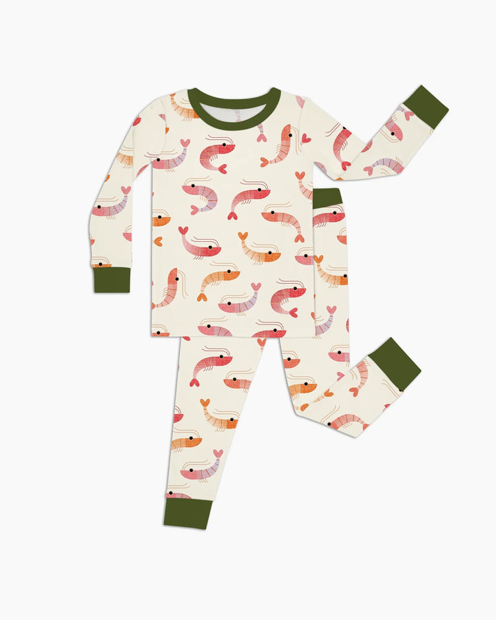 Sweet Shrimp Parade  Bamboo Two Piece Long Sleeve Pajama Set