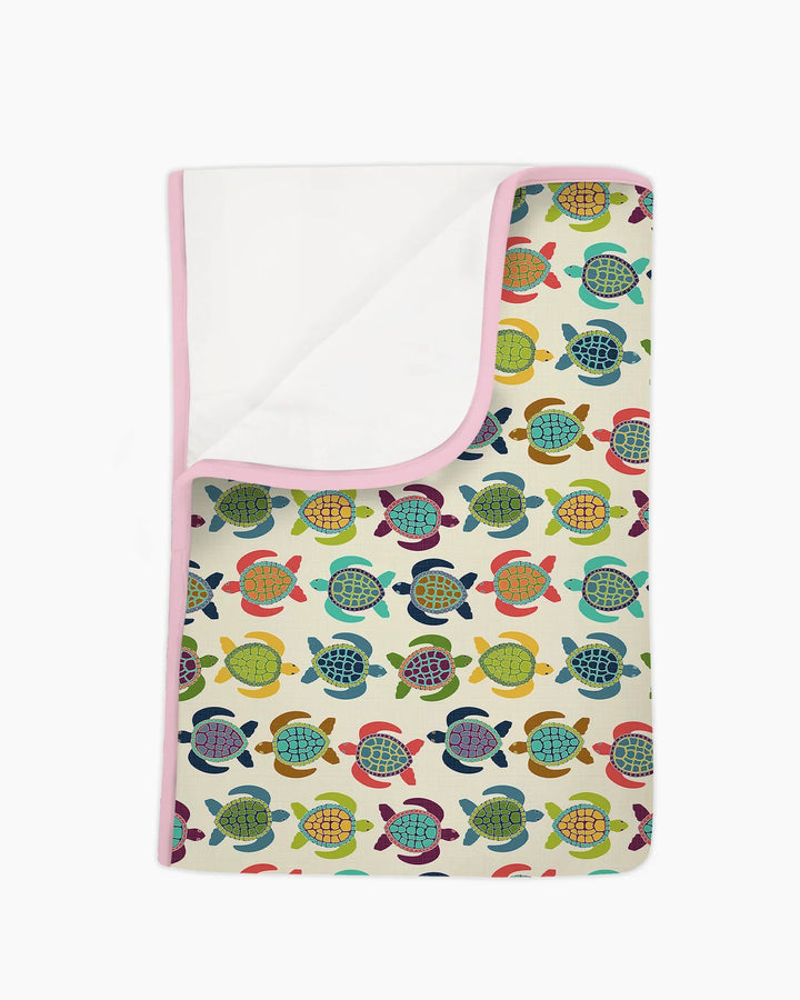 Happy Turtle Parade  Bamboo Blanket