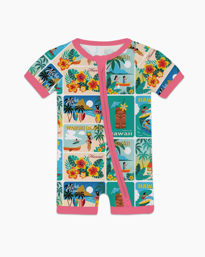 Aloha Postcard Paradise Bamboo Shorty Zippy