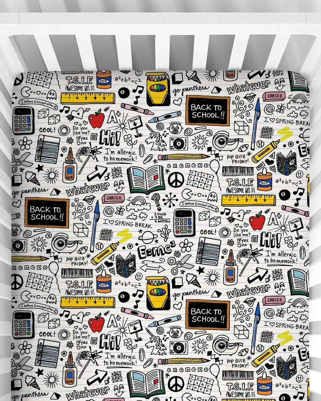 School Days Doodles Bamboo Fitted Crib Sheet