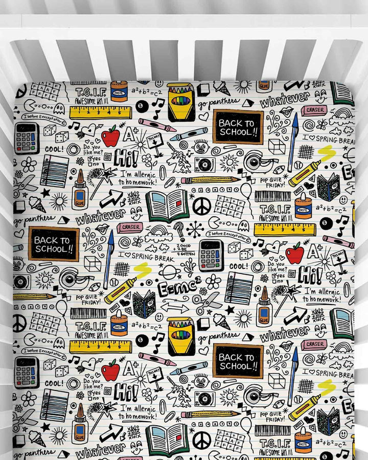 School Days Doodles Bamboo Fitted Crib Sheet