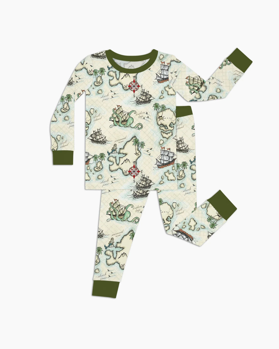 Pirate Treasure Map Quest  Bamboo Two Piece Long Sleeve Pajama Set
